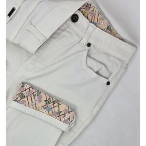 Matilda Jane Jeans Womens 4 White Lola Slimming Enchanted Garden Cuffed